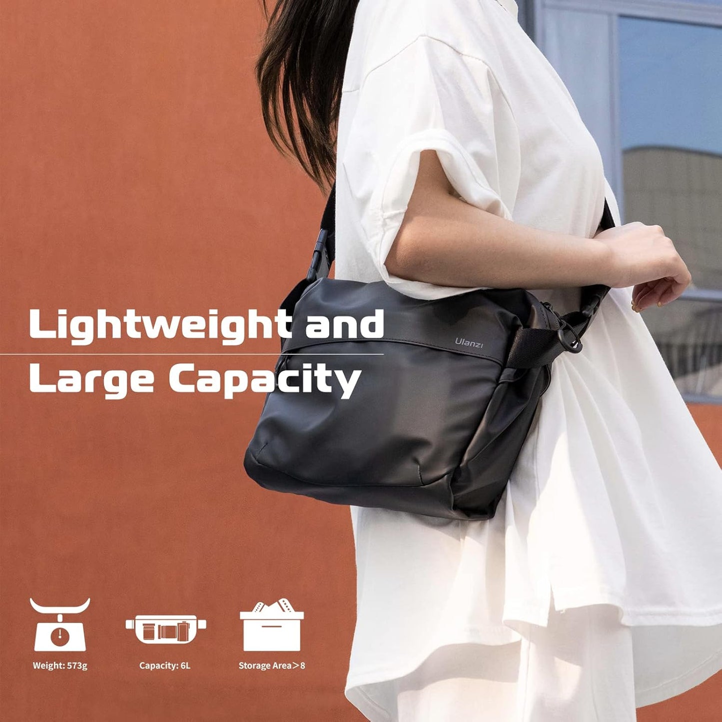 ULANZI Versatile Camera Shoulder Bag Photography Travel Messenger Portable Travel Bag Accessories Stylish Crossbody DSLR Sling Bag Compatible with Sony Canon etc -BLACK