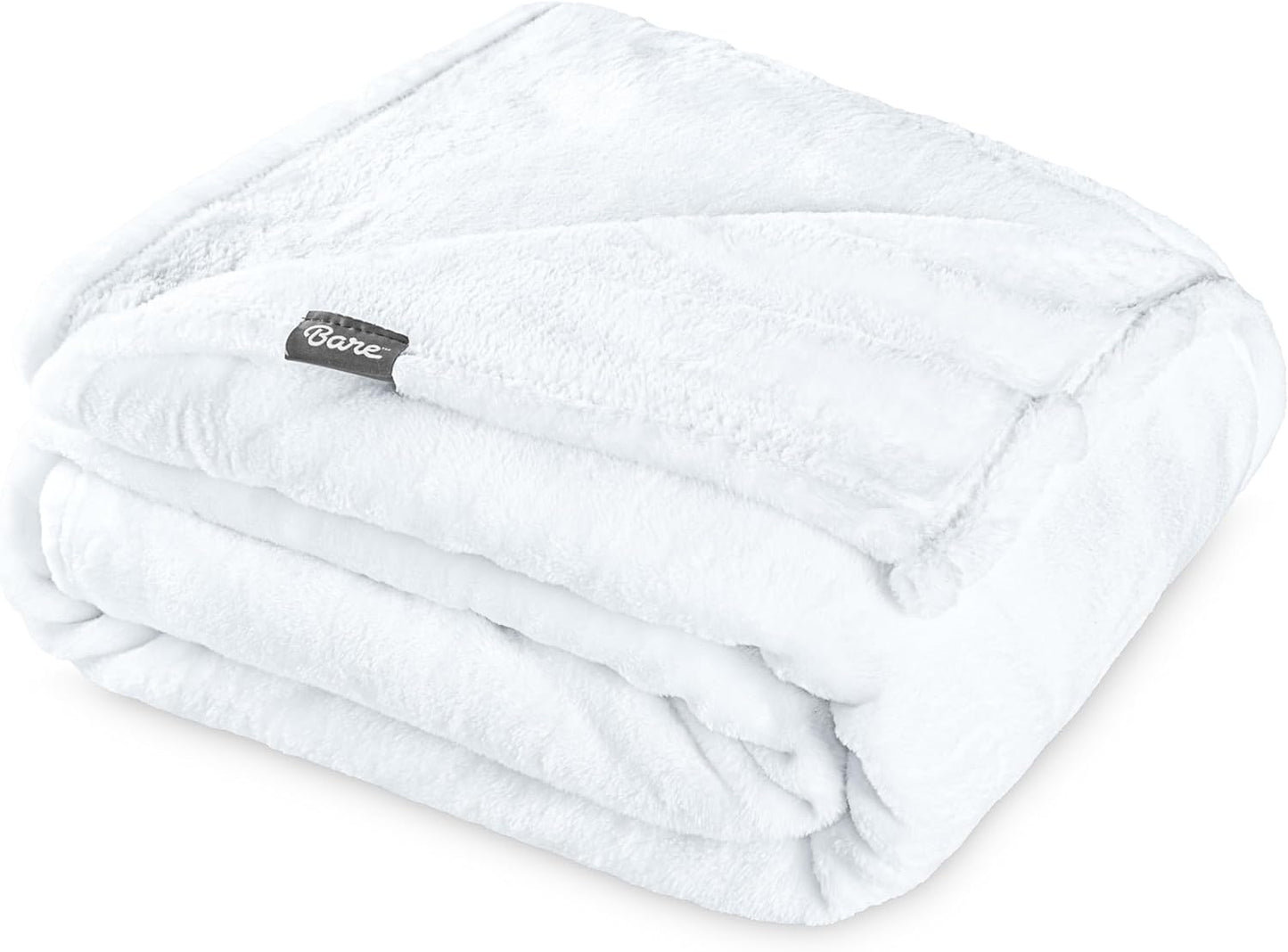 Bare Home Fleece Blanket - Throw Extra Long - Ultra-Soft Lightweight for Bed, Sofa, and Couch - Luxury Microplush - Cozy Warm Blanket (Throw XL, White)