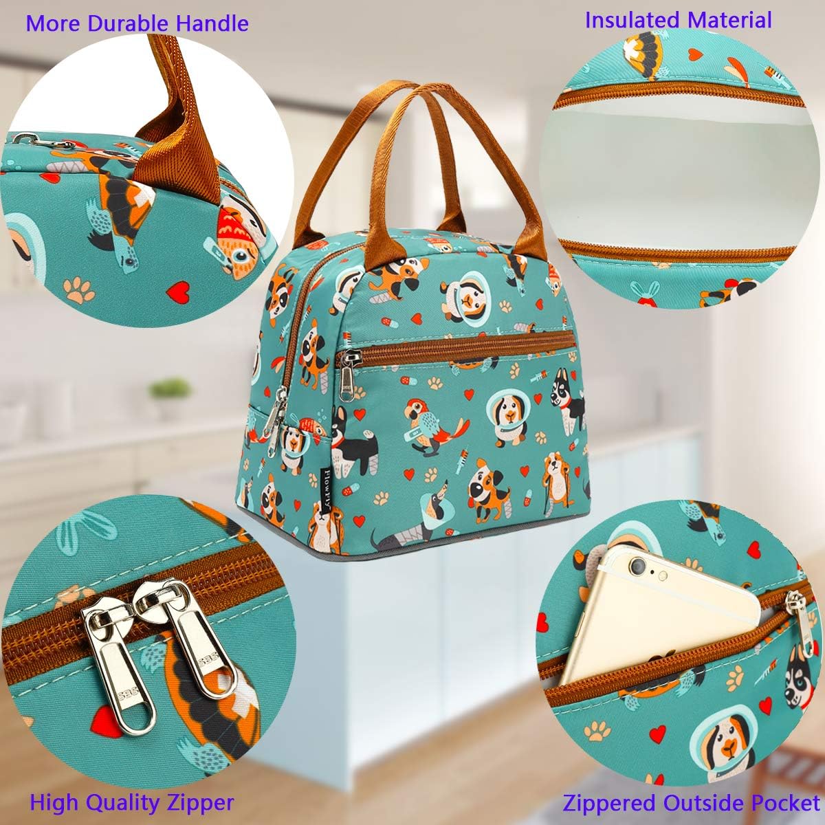 FlowFly Insulated Lunch Cooler Bag - Tote Bag Organizer for Women/Men, Dog