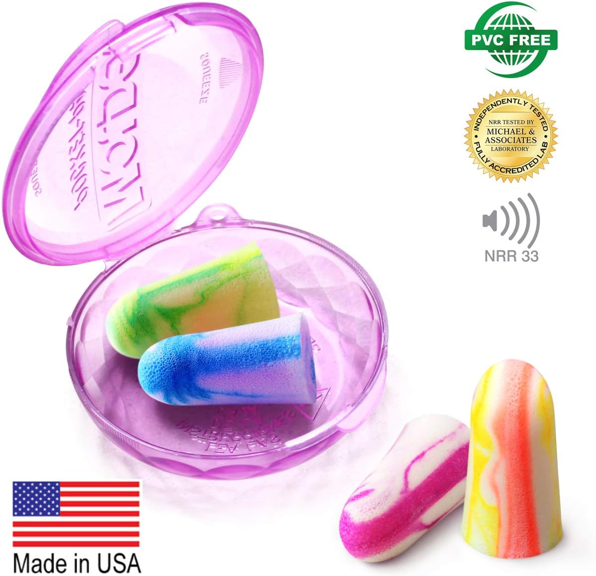 MOLDEX Sparkplugs Soft Foam Earplugs 50 Pairs Ear Plugs for Sleeping, Snoring, Work, Travel, Shooting - 33dB Highest NRR Made in USA