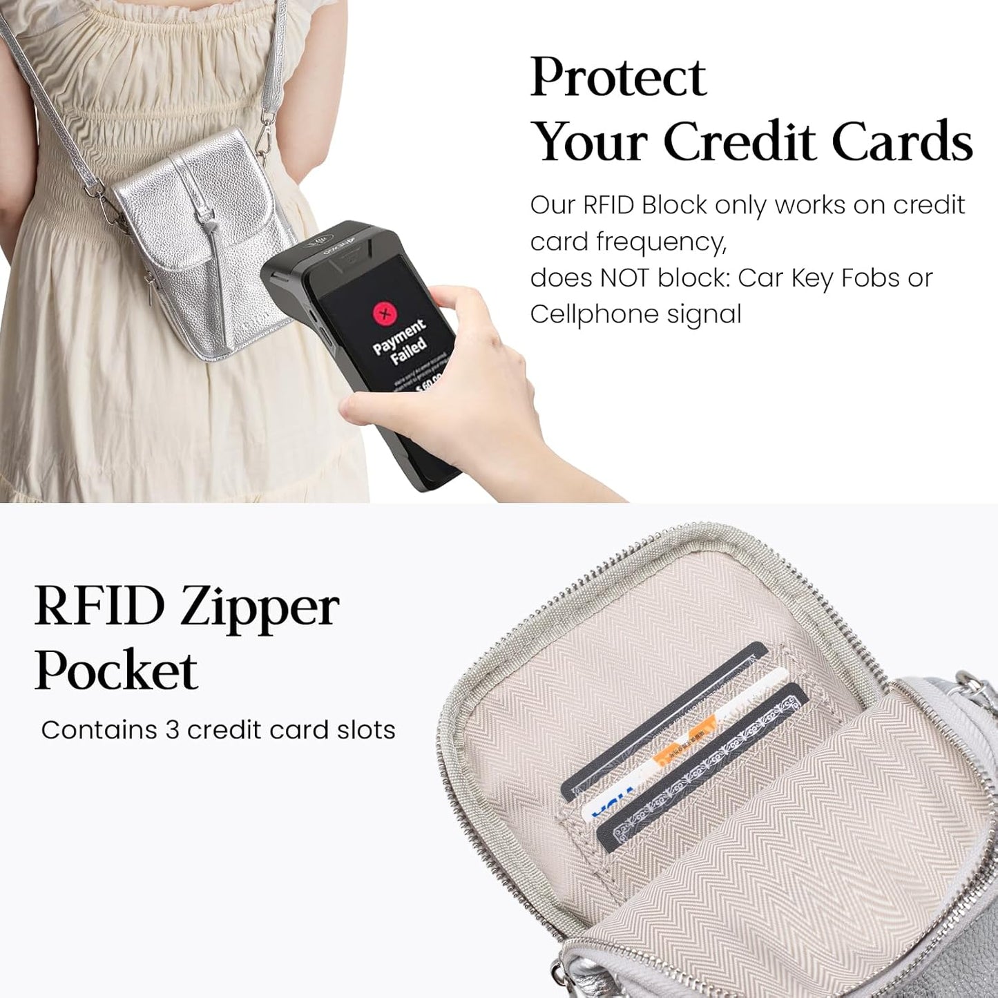 befen Genuine Leather Small Crossbody Bags for Women, Multi Pocket Cell Phone Crossbody Purse with RFID Blocking Card Slots