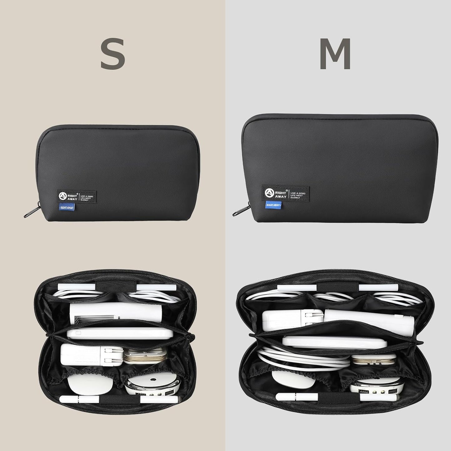 RIGHT AWAY Electronic Organizer,Waterproof Travel Accessories Storage, Tech Pouch for Cord, Power bank, Airpods, Daily Items