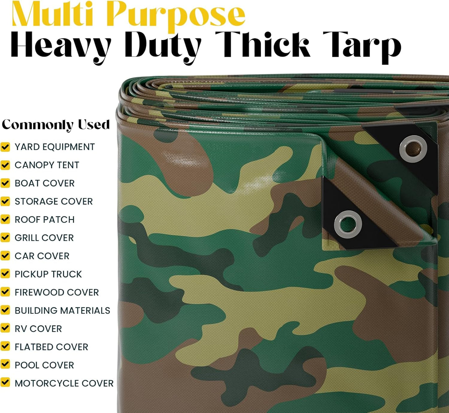 Core Tarps Extreme Heavy Duty 20 Mil Tarp Cover, Waterproof, UV Resistant, Rip and Tear Proof, Poly Tarpaulin with Reinforced Edges for Roof, Camping, Patio, Pool, Boat (Camouflage/Green 30′ X 40′)