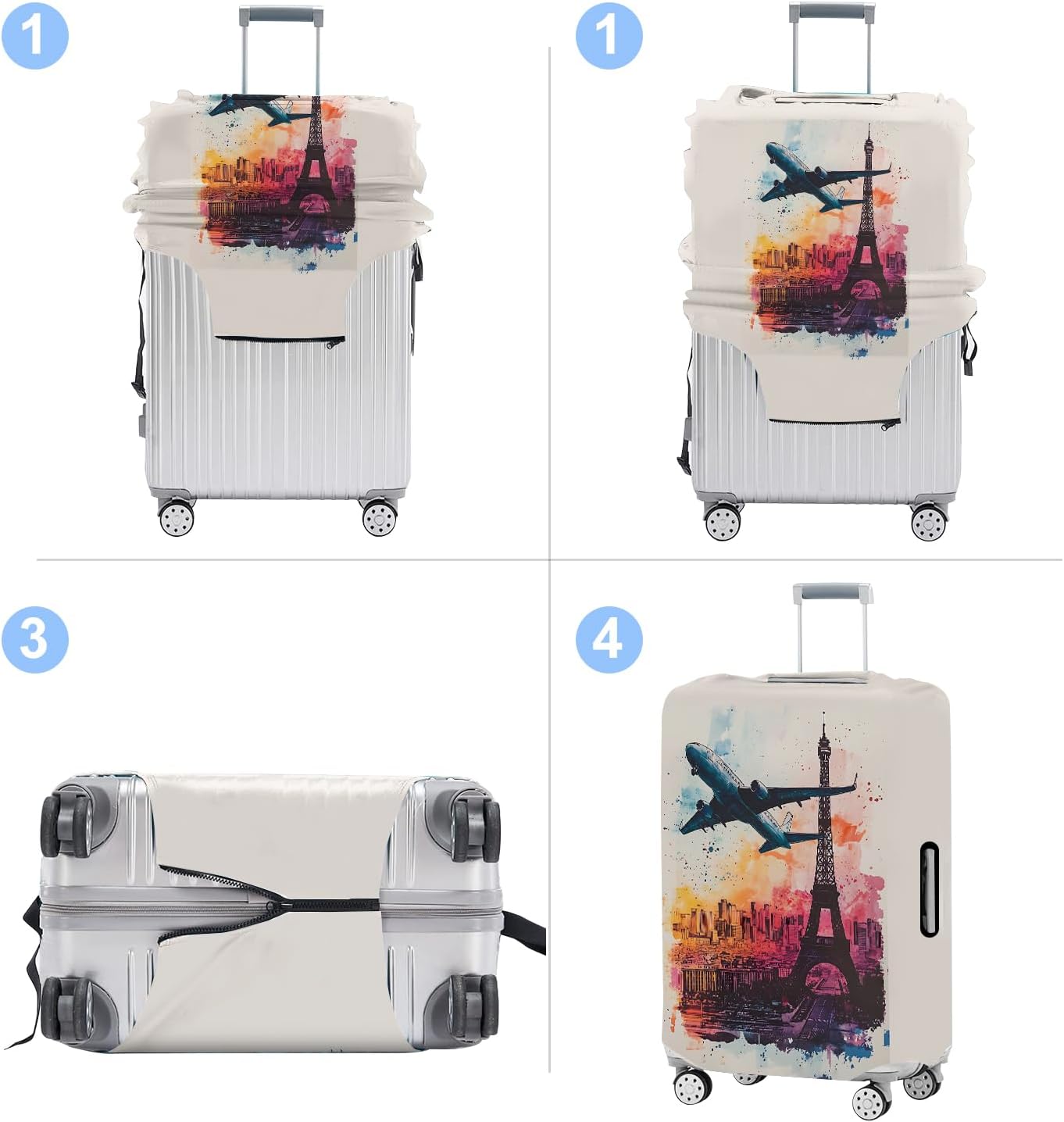 Luggage Cover Washable Suitcase Protector Anti-scratch Suitcase cover Fits 20-34 Inch Luggage (Tower-2, L(28-30inch suitcase))