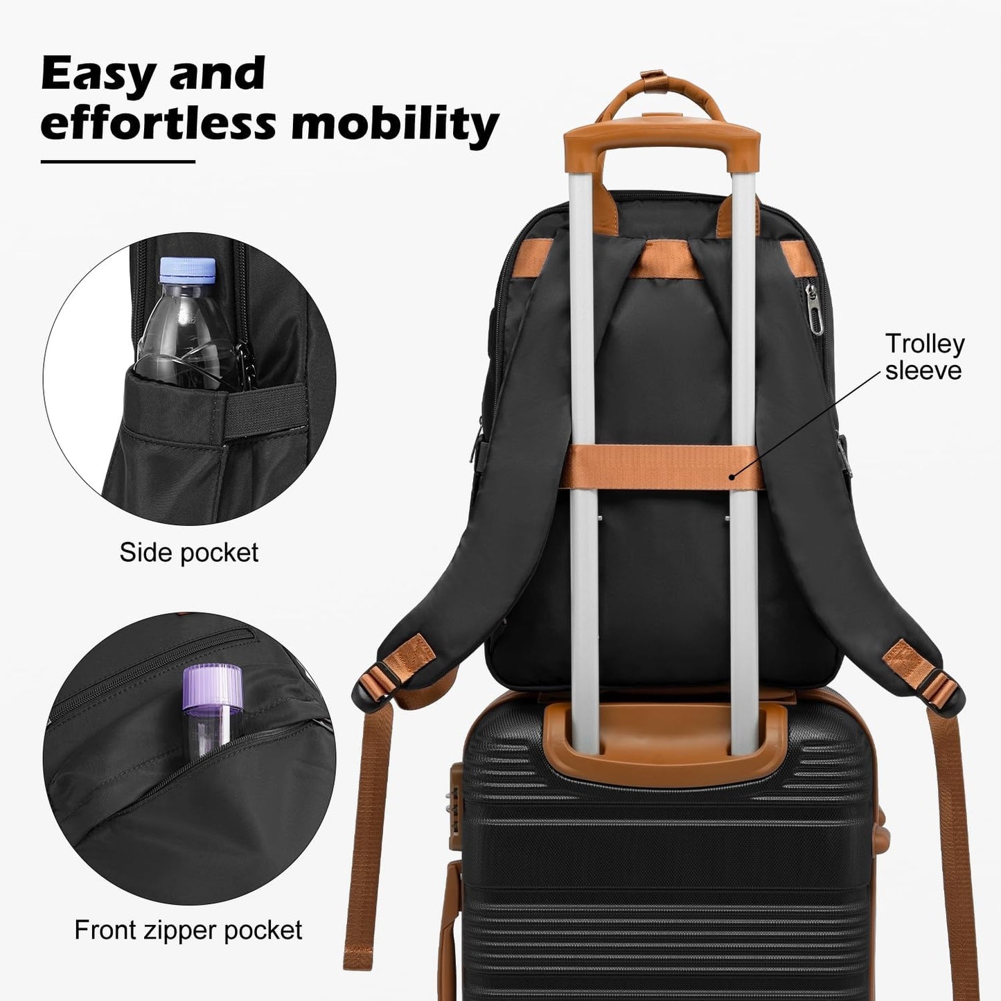 LONG VACATION 3 Piece Carry On Luggage Set with Backpack, 20 Inch Carry Suitcase with Spinner Wheels, ABS+PC Hardshell Suitcase set with TSA Lock & YKK Zipper