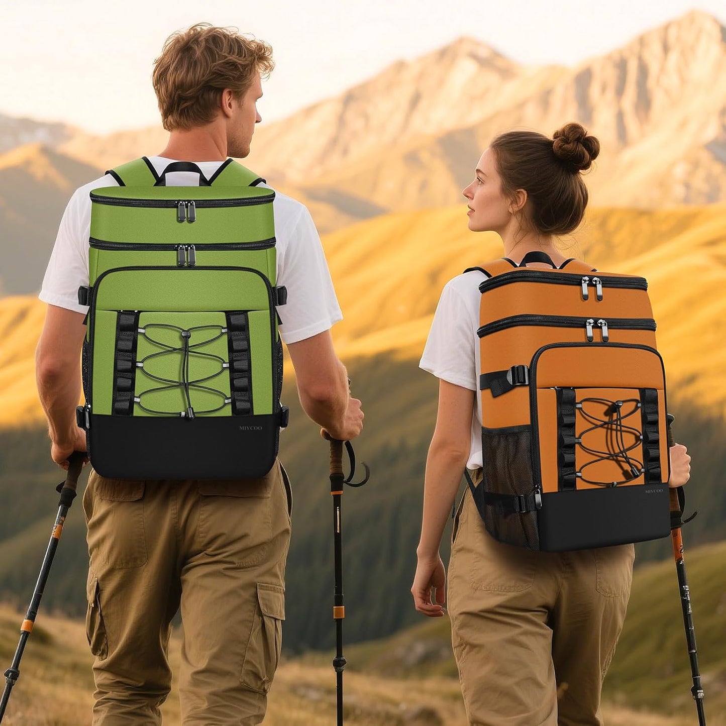 MIYCOO Cooler Backpack - 40 Cans Insulated Backpack Cooler for Men & Women, Portable 2 Leak Proof Compartments Coolers Bag for Beach Travel Picnic Lunch Hiking BBQ Camping
