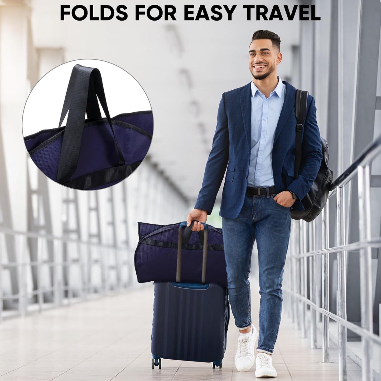 BALEINE 5PK Heavy Duty Garment Bag with Shoe Storage Travel Bag for Dresses, Suit, Coats Travel Essential (54", Blue)