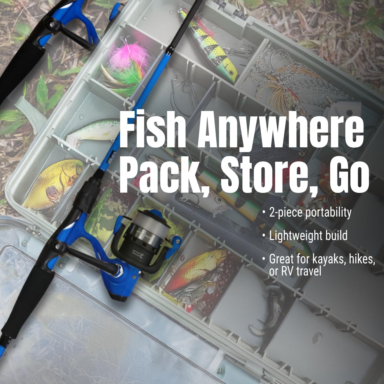 Reaction Tackle Fishing Rod and Reel Combo – 2-Piece IM6 Carbon Rods with Smooth Casting Reels – Spinning & Baitcasting Options