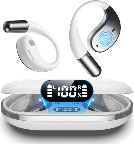 AI Translation Earbuds Real Time, 6 in 1 Instant Language Translator, 144 Languages & Accents, 8 Offline, Voice/Video Call, Wireless OWS, White