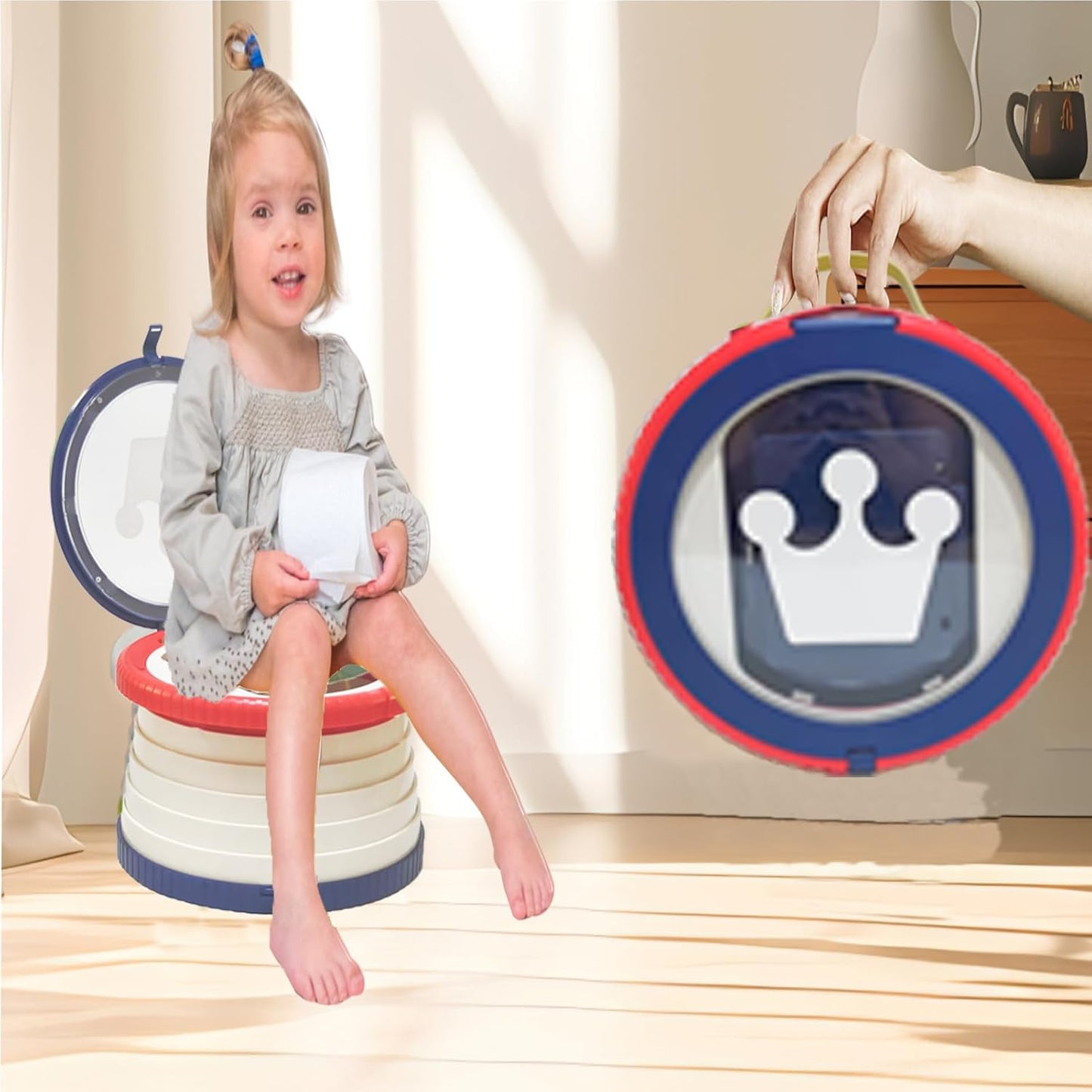 SunnySmile Portable Toilet for Kids,Portable Potty Seat for Toddler Travel,Travel Potty with Travel Bag, Applicable to Camping, Indoor/Outdoor Use, Includes 75 Replacement Bags