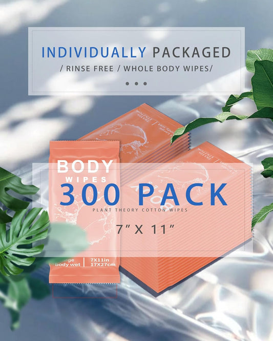 FUMMI 300 Pack Body Wipes – Large Individually Packaged Bath Wipes for Adults, Travel, Gym, Camping, Elderly, Bedridden – No Rinse Bath Wipes, Moisturizing & Refreshing Clean