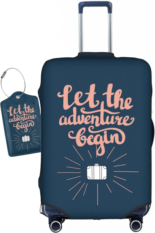 Let The Adventure Begin Luggage Cover Washable Suitcase Protector, Luggage Tag Travel Birthday Gifts For Men Women (XL 29-32 Inch Luggage)