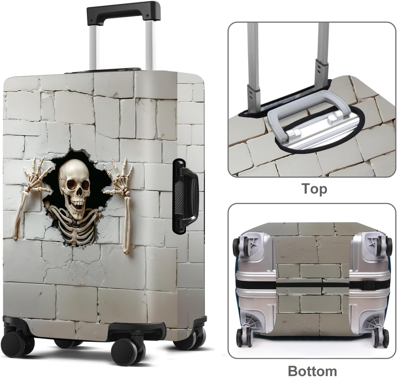 Luggage Cover Washable Suitcase Protector Anti-Scratch,Stretchable Fit for 20-34Inch Luggage Durable Travel Bag Cover with Zipper Closure (Skull, XL(fits 32-34Inch suitcase))