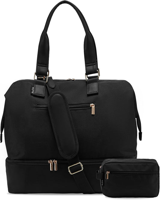 Weekender Bags for Women, Large Travel Duffel Bag with Shoes Compartment, Carry On Overnight Tote Bags with Toiletry Bag