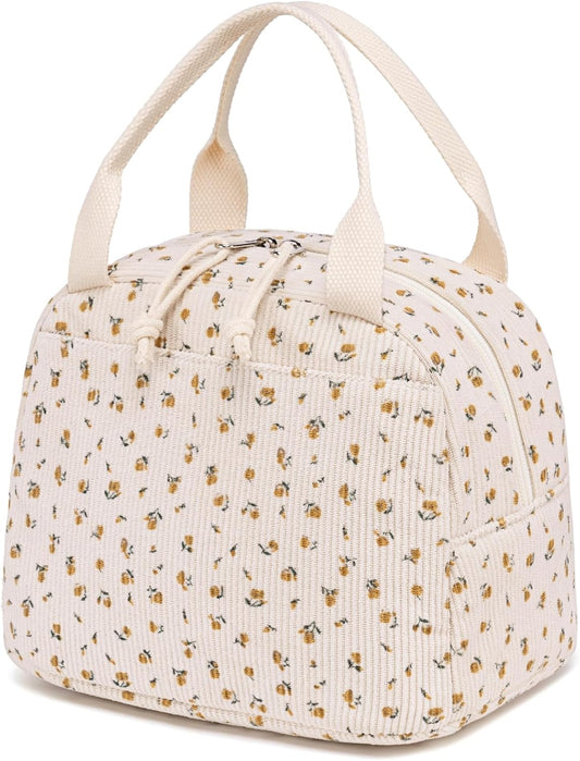 Bluboon Lunch Bag for Women Men Cute Corduroy Lunch Tote Bags Reusable Insulated Lunch Box Large Capacity Reusable Insulated Cooler for Work Picnic or Travel