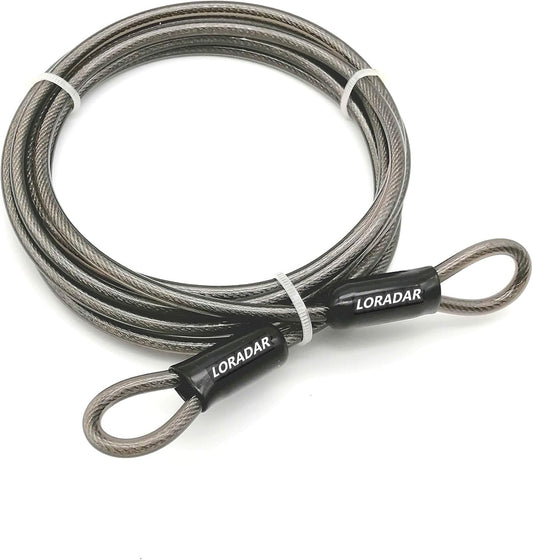 4mm Thick(5/32') 7FT Security Braided Coated Steel Cable Lock with Double Loop