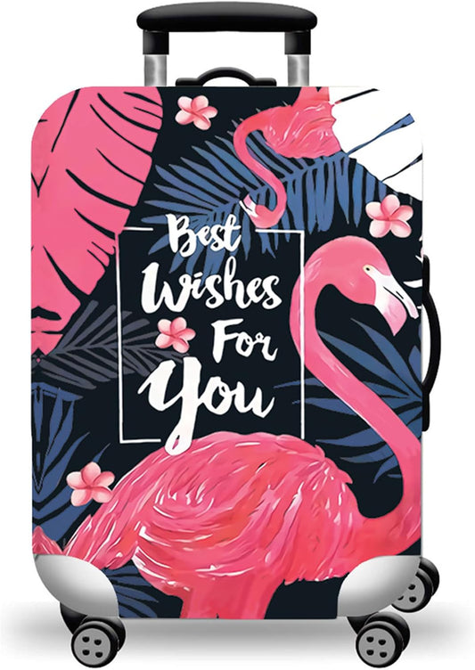 WUJIAONIAO Travel Luggage Cover Baggage Suitcase Cover Protector Skins 18-32 Inch (Vintage Flamingo, XL (for 29-32 inch luggage))