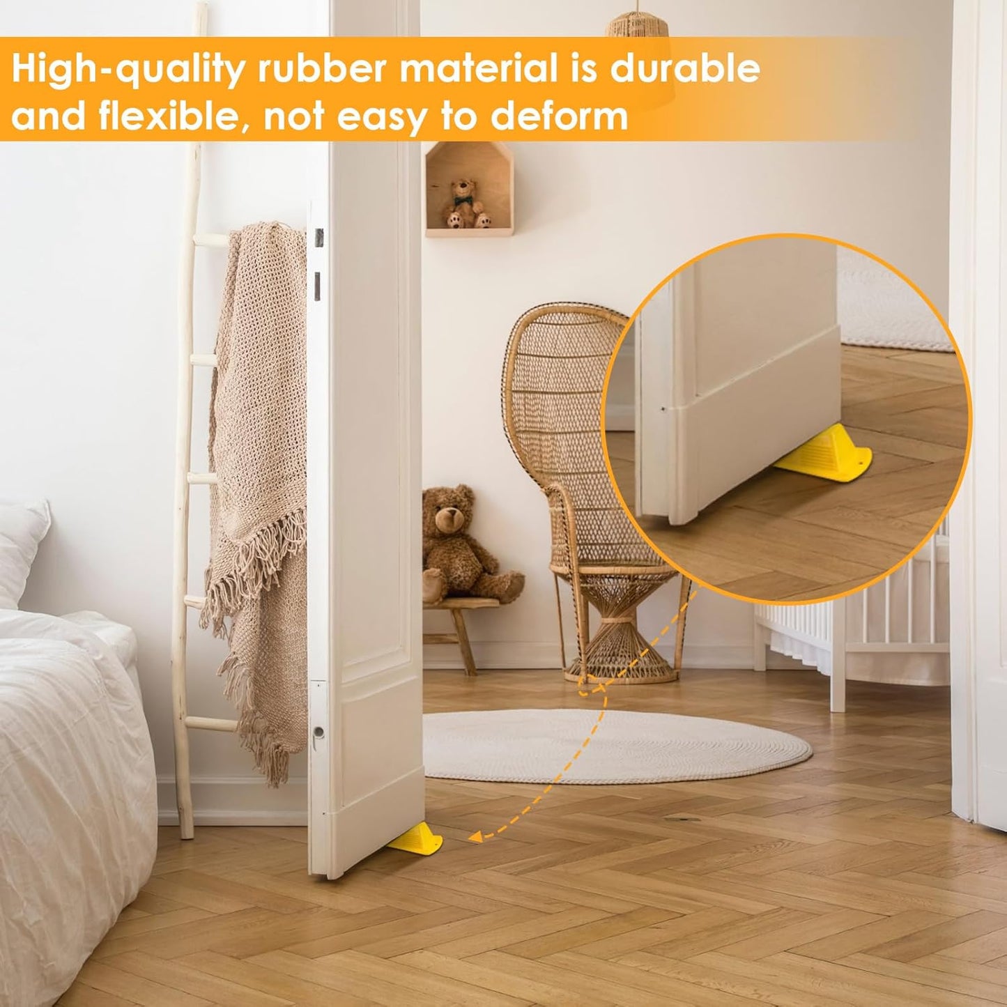 Frienda 8 Pcs Jumbo Door Stoppers Heavy Duty Door Stopper Tall up to 2inch Tall Wedge TPR Large Wedge Stackable Big Rubber Doorstop for Hotel Carpet Hardwood Concrete and Tile (Yellow)