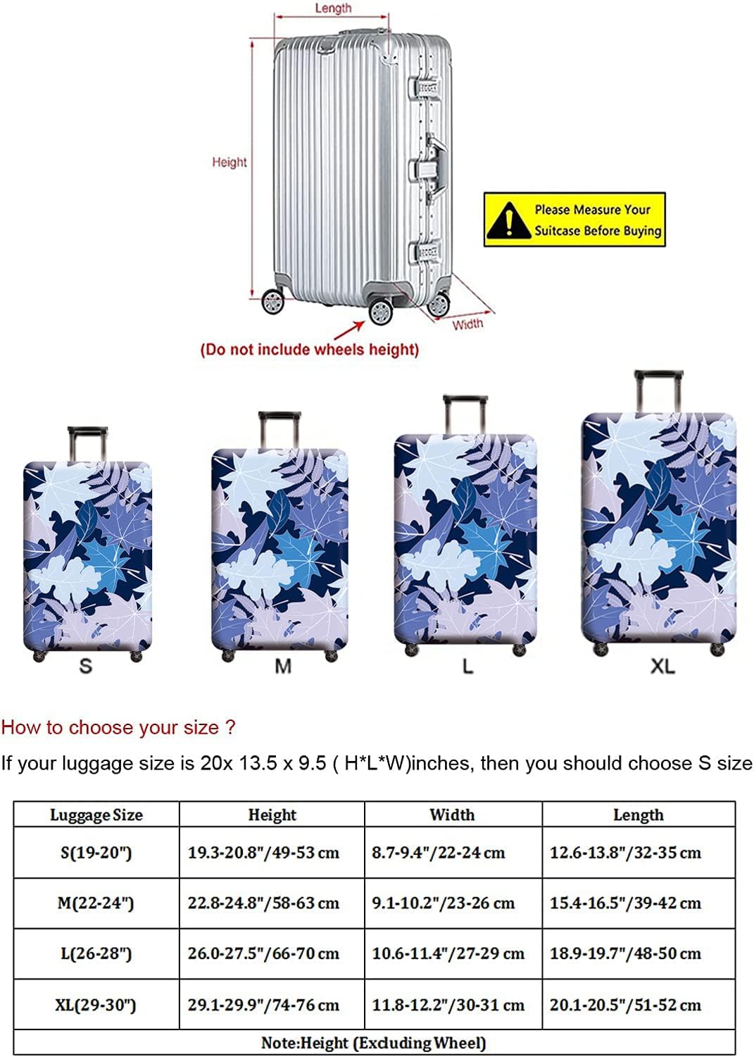Travel Luggage Cover, Suitcase Protector Bag Fits 26-28 Inch Luggage Bluemaple