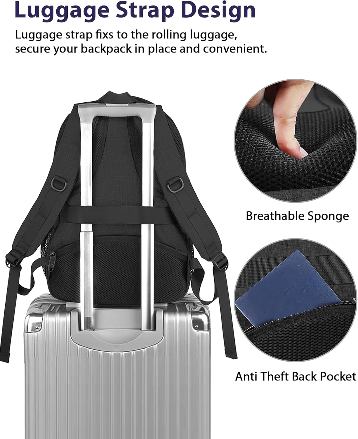 MATEIN 15.6 Inch Backpack for Men Women, 20 L Personal Item Casual Backpack Airline Approved, Water Resistant Laptop Computer Backpack with Multiple Organized Pockets, Black
