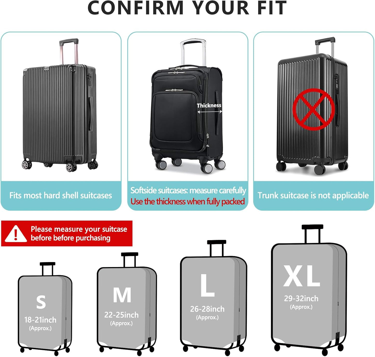 Travelkin Luggage Cover Washable Suitcase Cover Suitcase Protector Anti-scratch Suitcase cover Fits 18-32 Inch Luggage(M for 22-25 Inch Luggage)