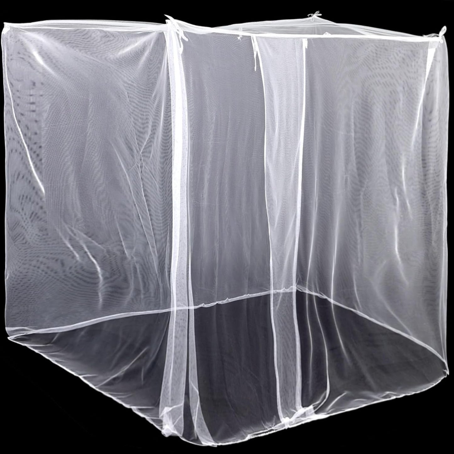 4 Corners Mosquito Net for Mosquiteros para Camas Bed Canopies Netting Bed Drapes Rectangular Mosquito Mesh for Camping Home Outdoor Travel (White,L75 X W59 X H67 Inch,Opening)