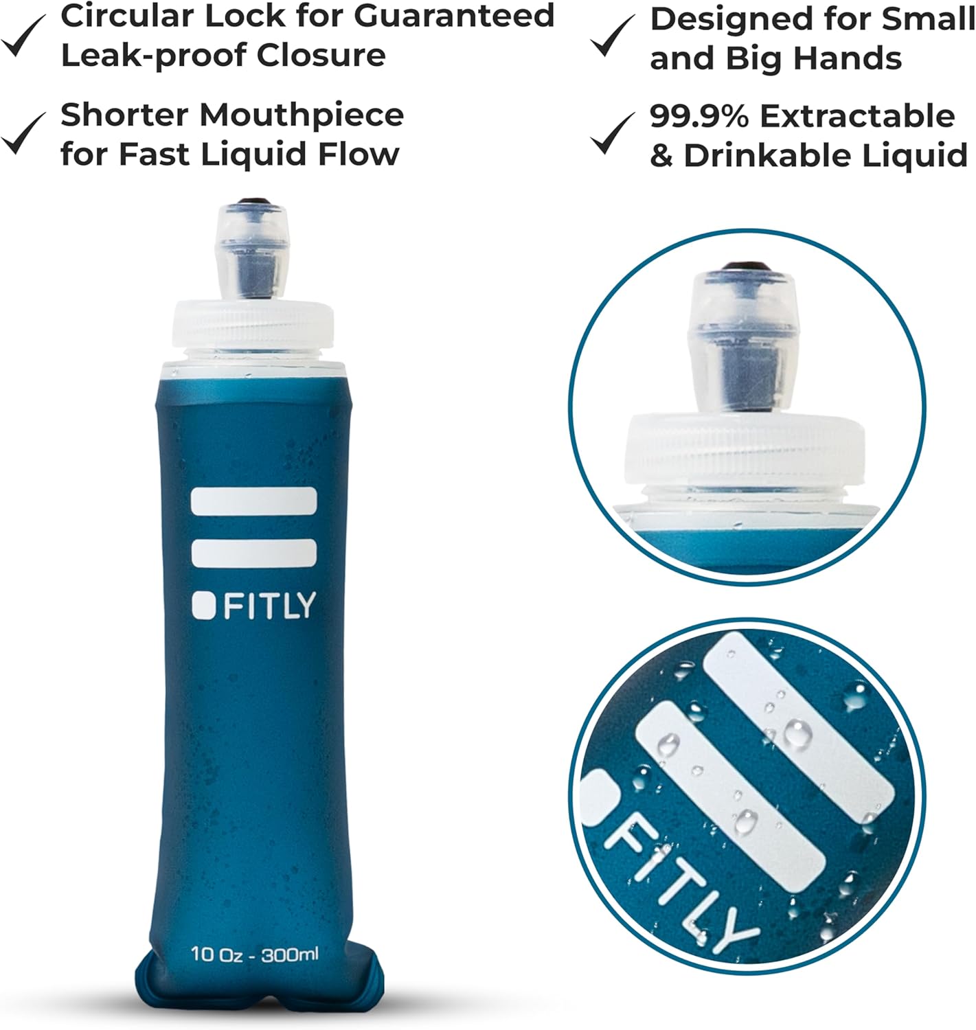 Soft Flask - Shrink As You Drink Soft Water Bottle for Hydration Pack - Folding Water Bottle Ideal for Running, Hiking, Cycling, Climbing & Rigorous Activity