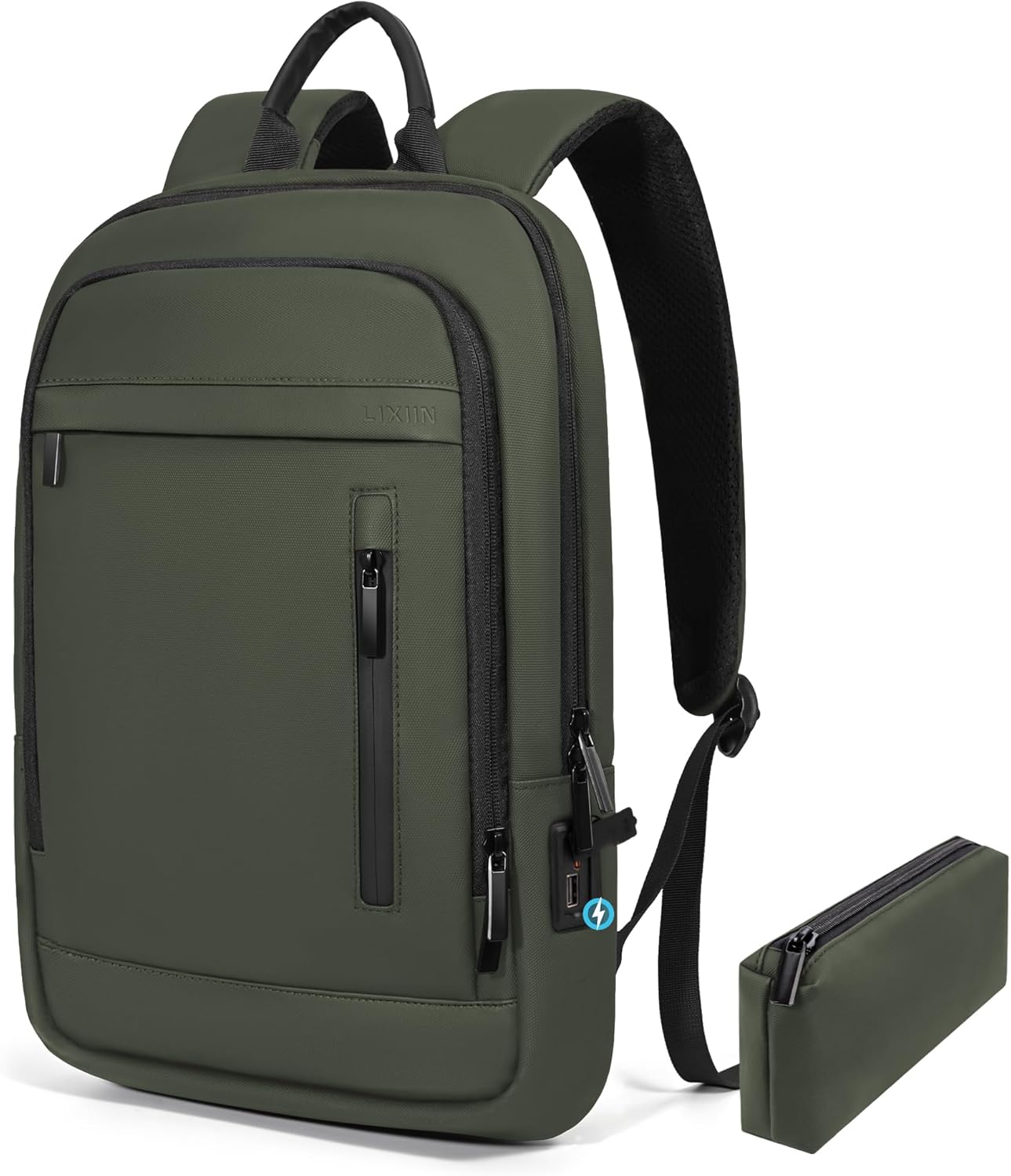 Business Backpack for Men Lightweight Commute Laptop Backpack Anti-Theft Water Resistant Backpack for 15.6 Inch Computer for Daily Office Work with Small Bag (Green)