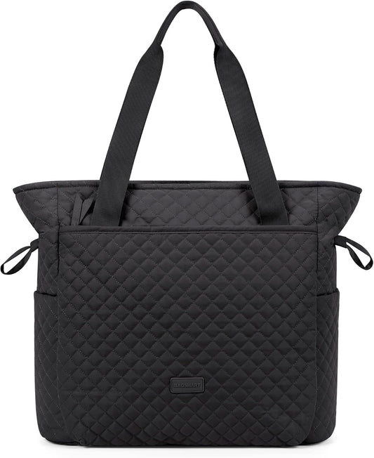 BAGSMART 25L Quilted Tote Bag Large Shoulder Bag with Top Handle for Women, Machine Washable Work Travel Handbag