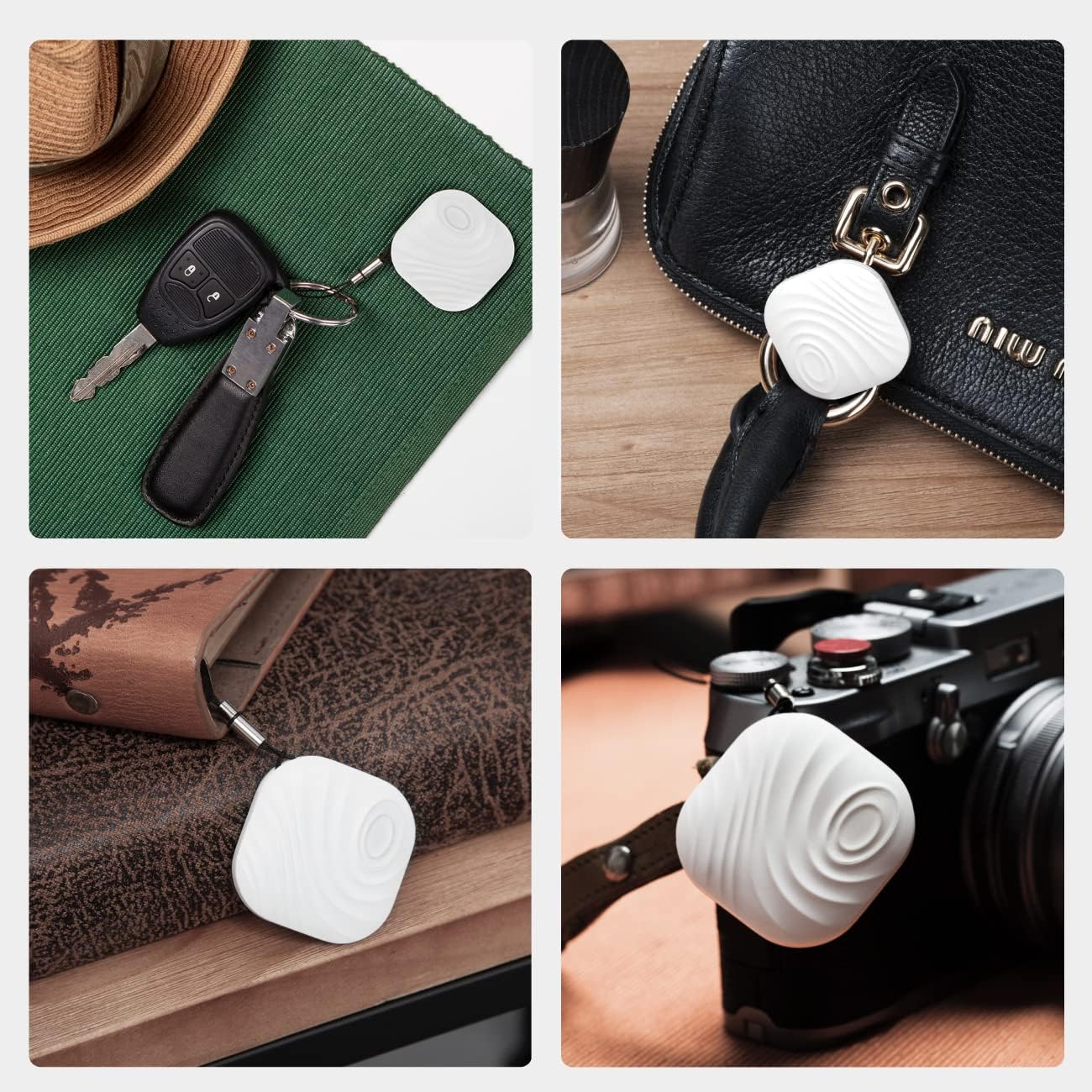 Key Finder, Bluetooth Tracker Item Locator with Key Chain for Keys Pet Wallets or Backpacks and Tablets, Batteries Include (2 White & 2Gray, 4 Pack)