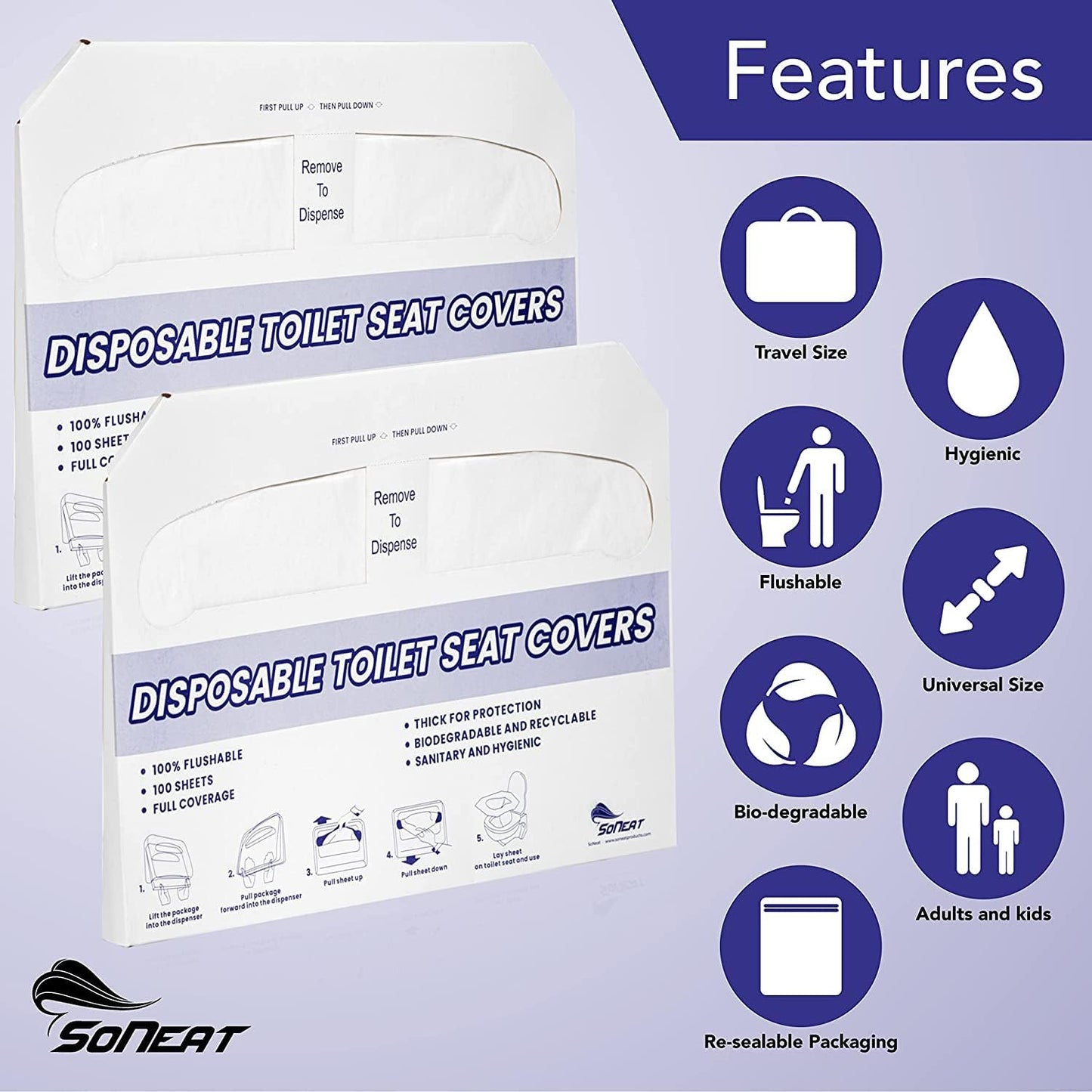Disposable Toilet Seat Cover - 200 Sheets of XL Half Fold Flushable Toilet Seat Covers for Commercial, Public Facilities and Potty Training, Premium Toilet Paper Cover, Regular (2 Pack)