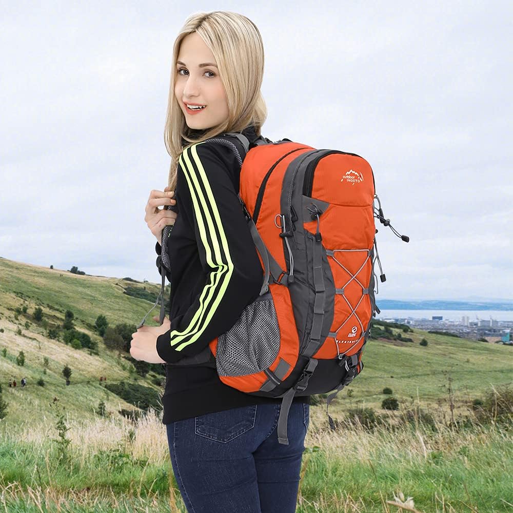 INOXTO lightweight Hiking Backpack 35L/40L Hiking Daypack with Waterproof Rain Cover for Travel Camping Outdoor Men and Women