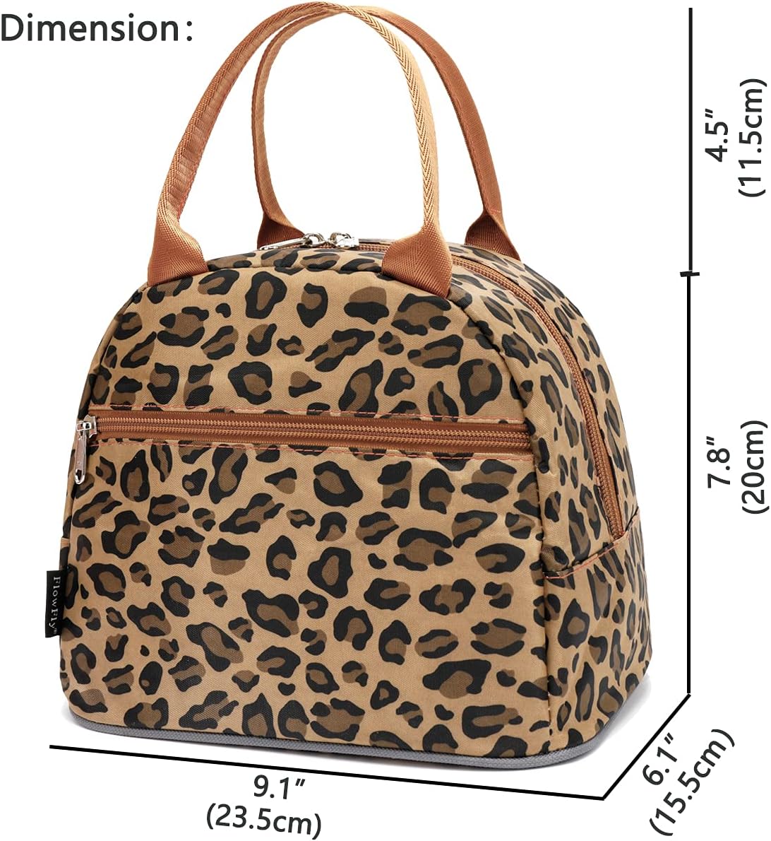 FlowFly Leopard Insulated Lunch Cooler Bag - Tote Organizer for Women/Men, Leopard