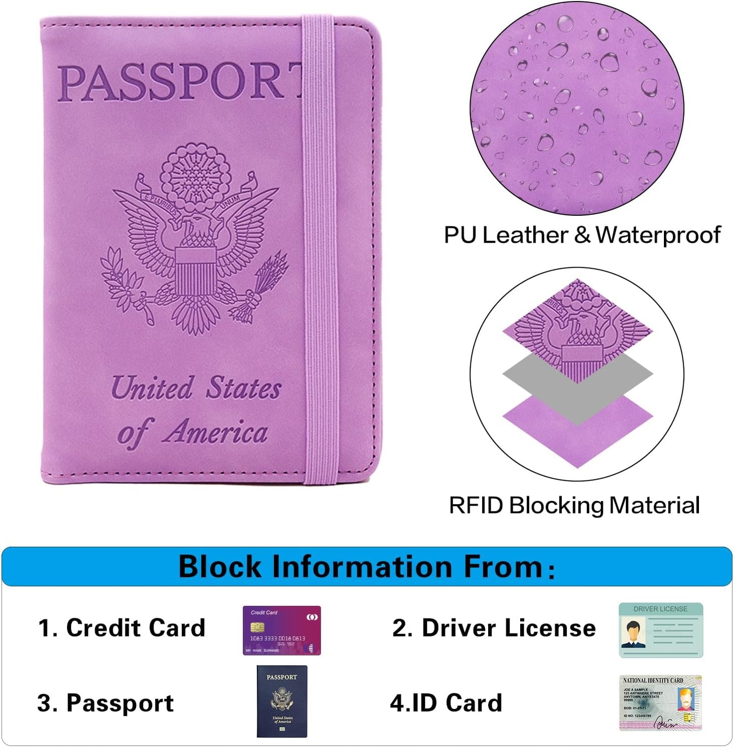 Melsbrinna Premium Leather Passport Holder Covers Case, Waterproof Rfid Blocking Travel Wallet Passport Holder with Pen Holder, Cute Passport Book for Women/Men