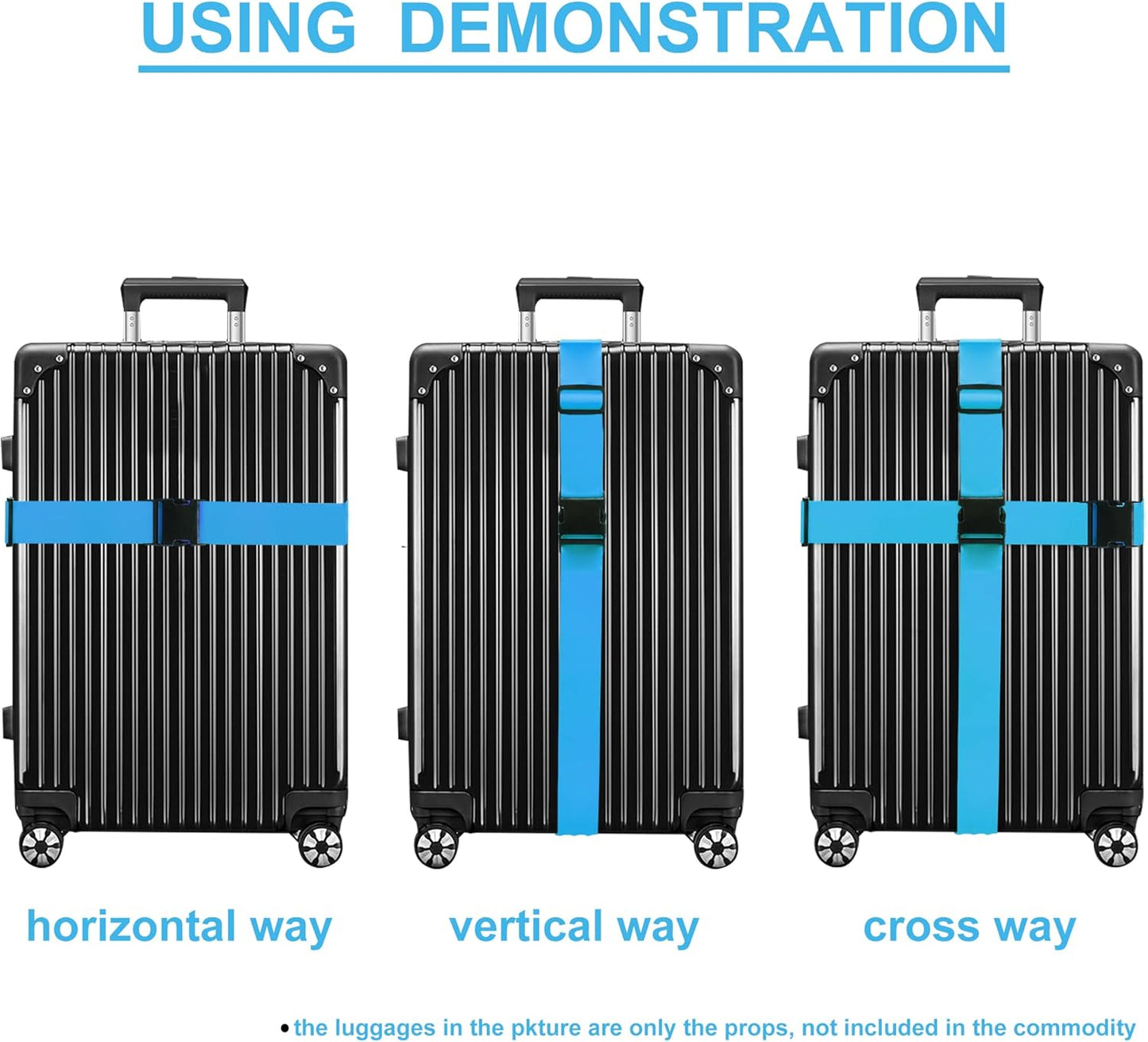 Luggage Straps for Suitcases TSA Approved Travel Belt 8 Pack by Chelmon (Sky Blue)