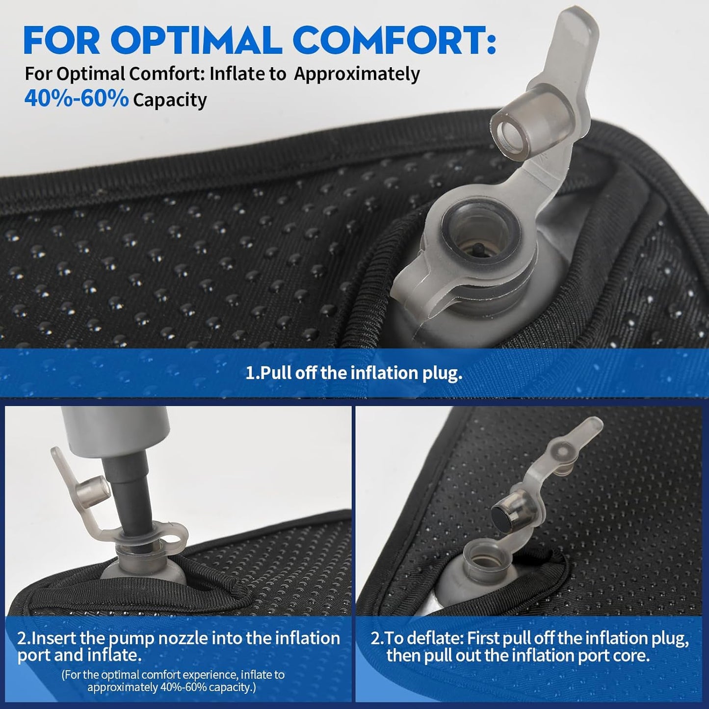 Professional Comfortable 3D Travel Seat Cushion, Air Inflatable Pressure Relief Seat Cushion Optimal Support for Long Sitting