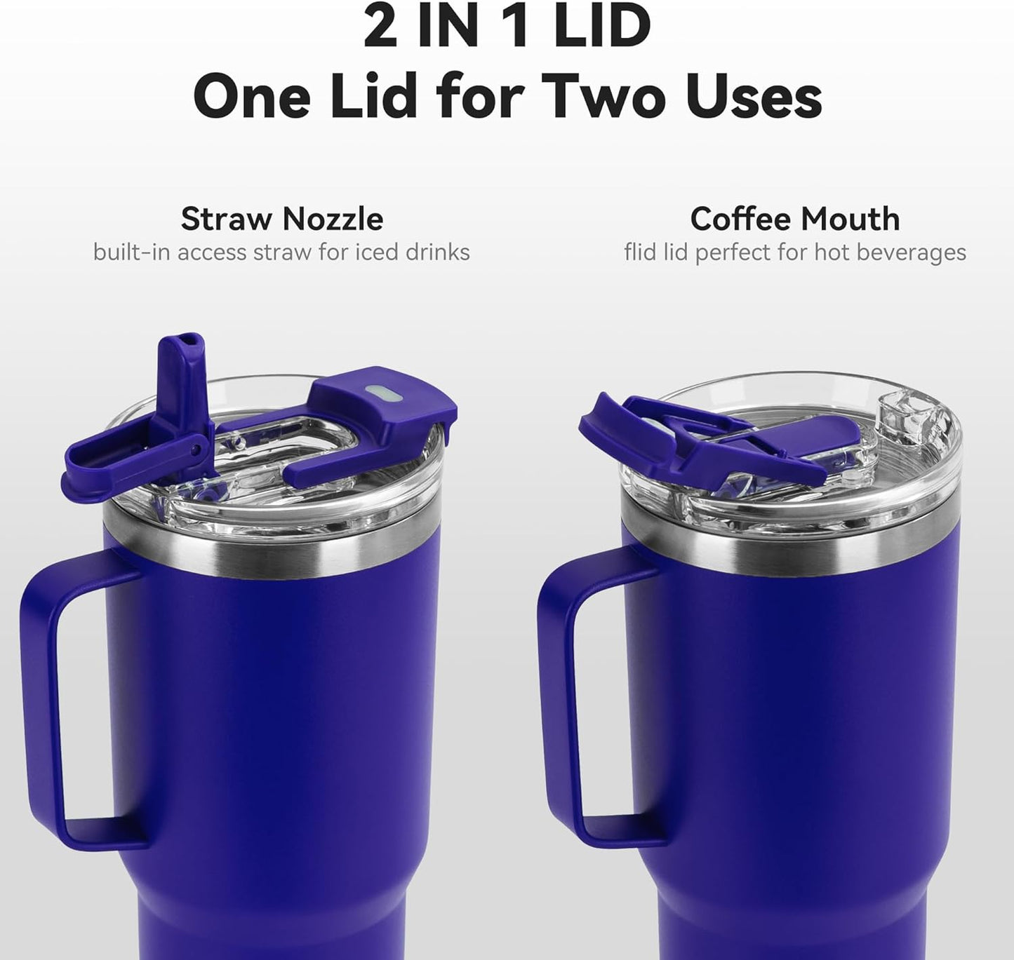 30oz Tumbler with Handle, Insulated Leak Proof Coffee Travel Mug with Straw Lid Double Wall Stainless Steel Vacuum Tumblers Metal Cup Keep Hot and Iced Drink for Gym, Office, Camping, Blue 1 Pack