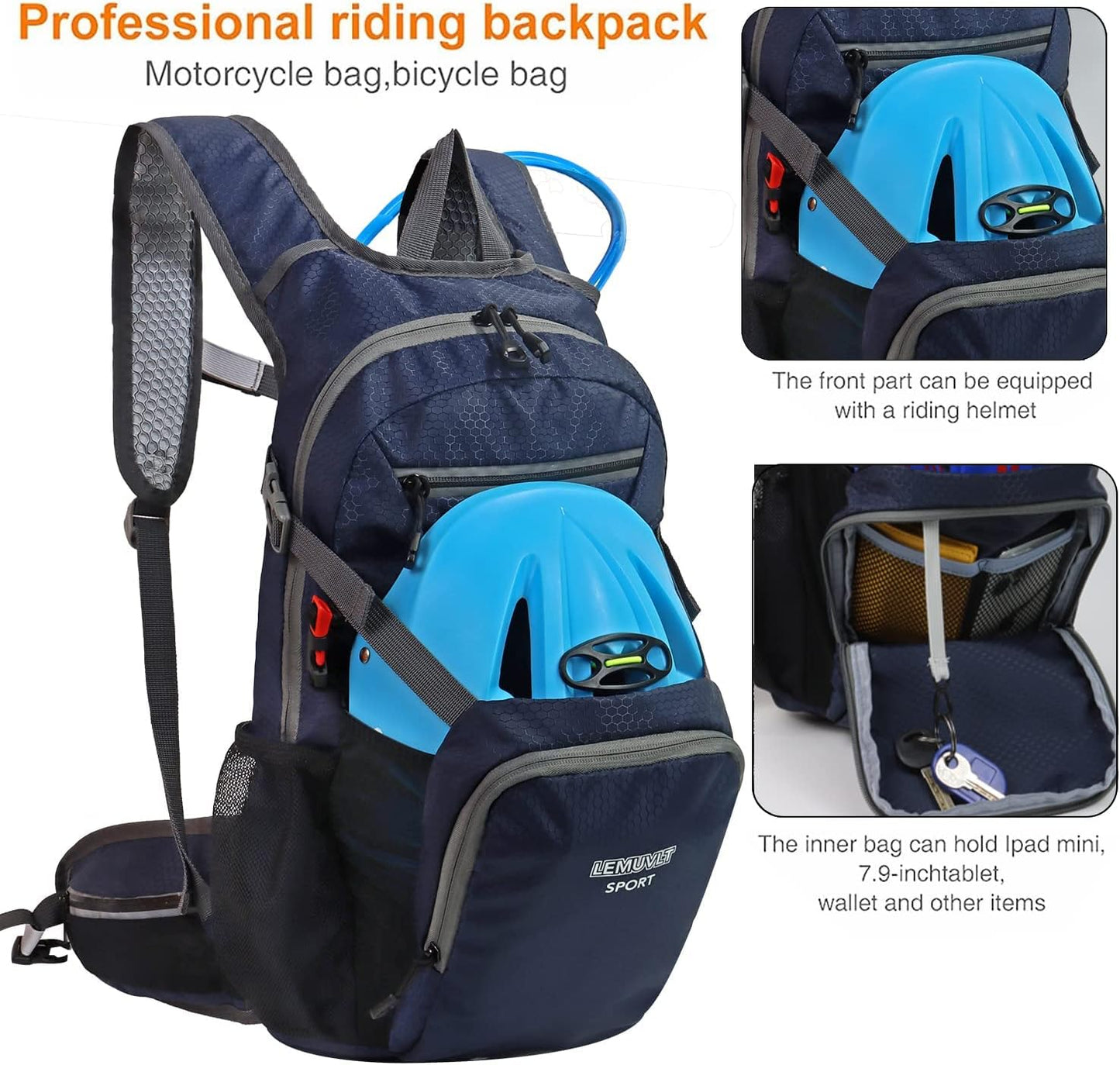 Hiking Daypack Waterproof Biking Backpack 15L Lightweight Durable Backpack for Ski Snowboarding Running MTB Cycling