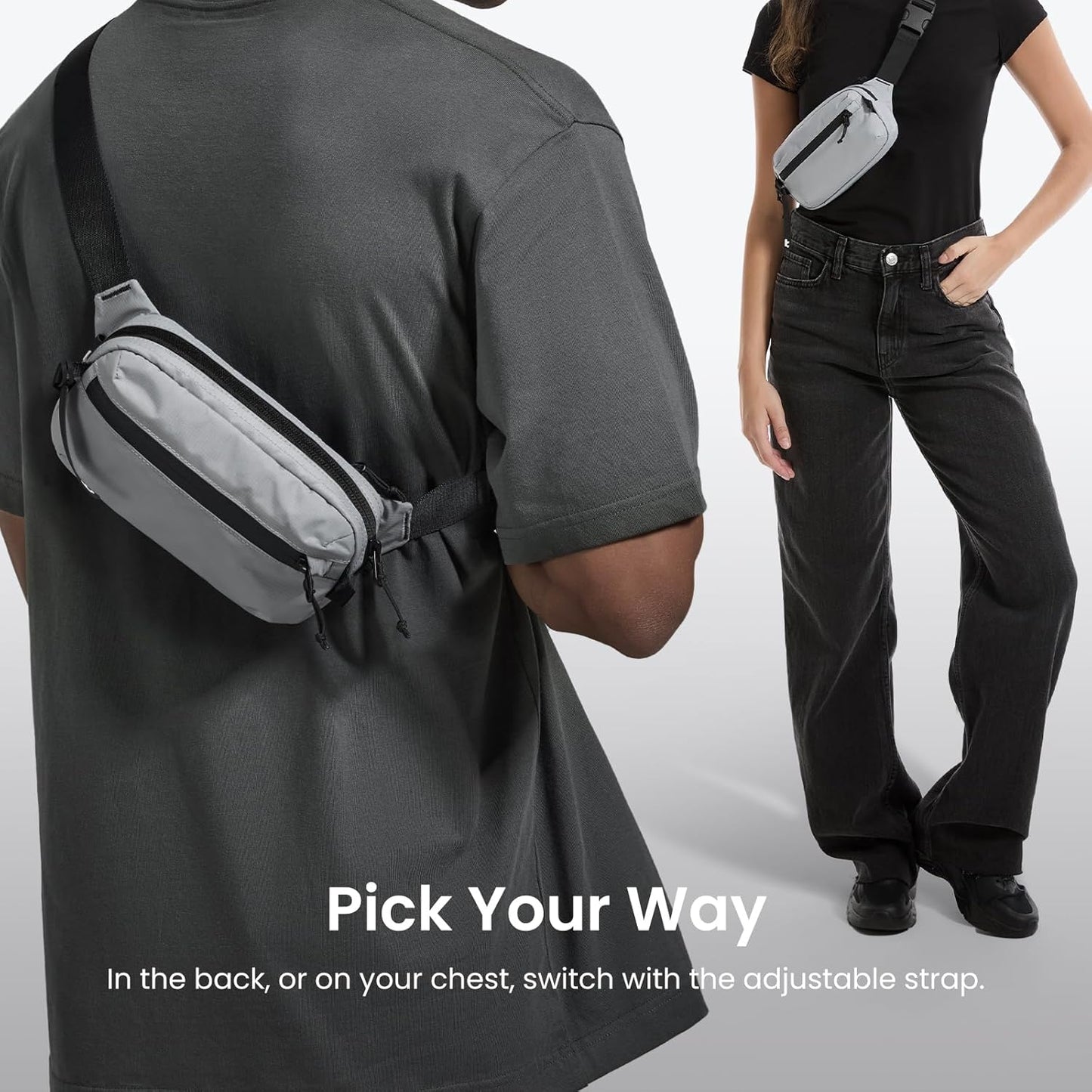 tomtoc 1.5L Sling Bag with RFID Blocking, Crossbody Bag Minimalist Chest Shoulder Pack for Men and Women, Water-resistant Lightweight Casual Waist Fanny Pack for Travel, Daily Use