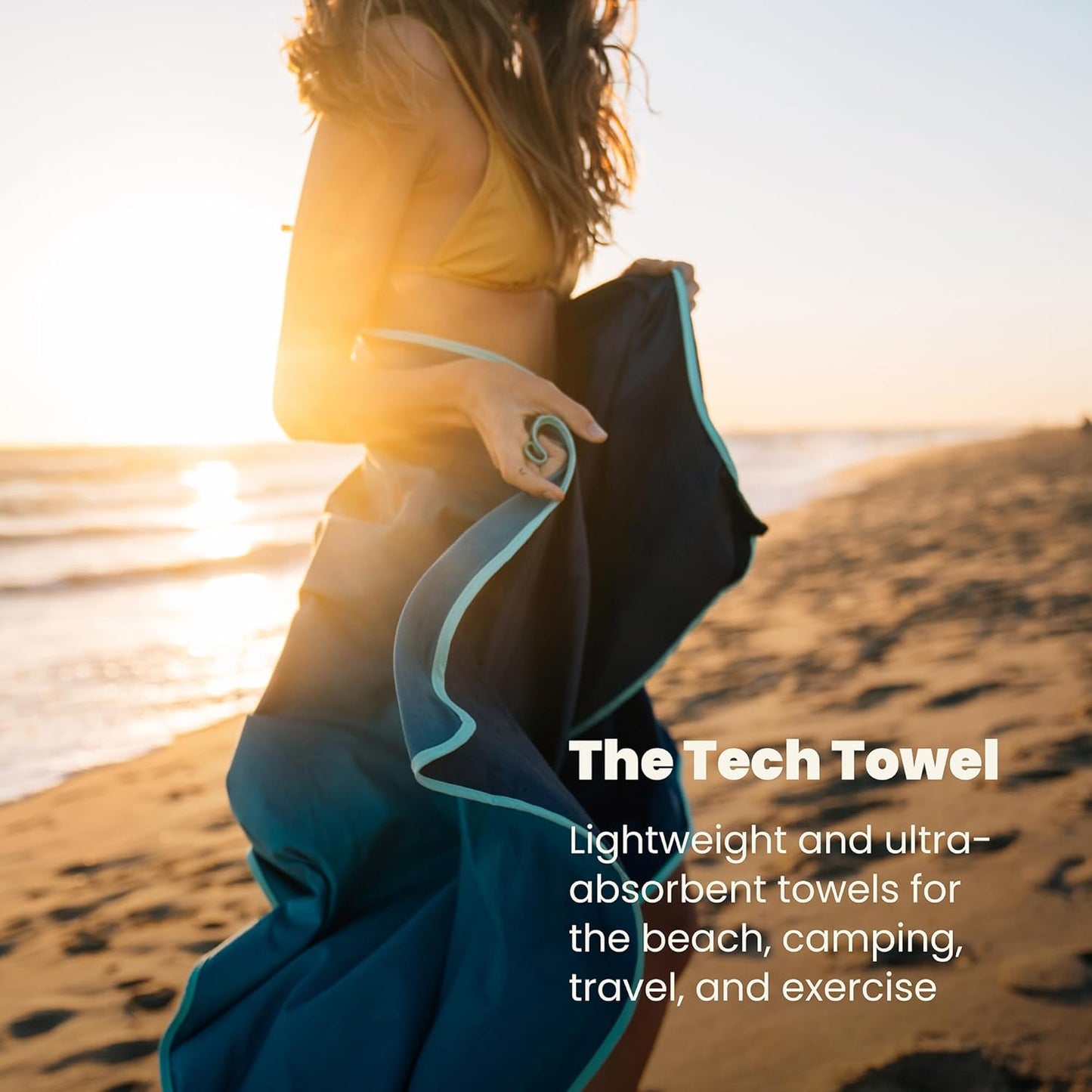 Rumpl Tech Towel Quick-Dry Towel for Travel, Beach, and Camp, Rocky Mountain Sunset Fade