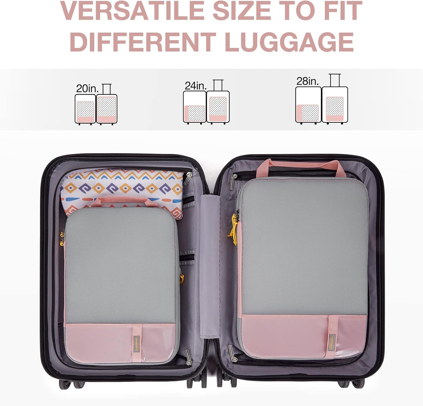 BAGSMART 6 Set /4 Set/2 Set Compression Packing Cubes for Travel, Lightweight Luggage Organizer Bags, Durable Space Saver Bags Travel Essentials
