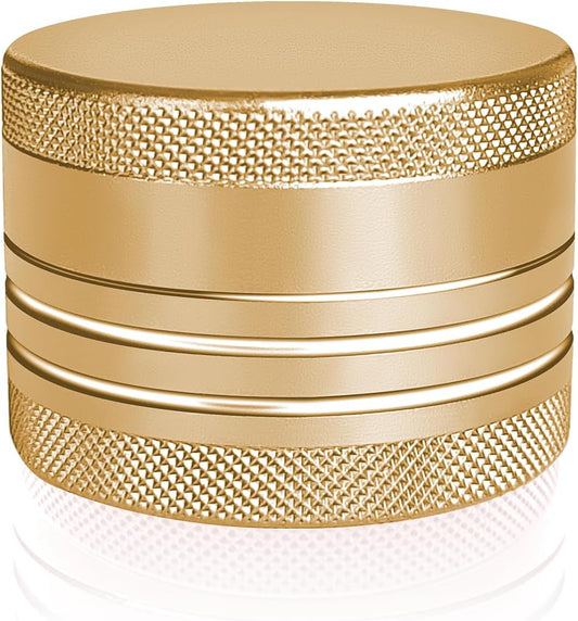 Small Pill Box, Portable Daily Box, Aluminium Alloy Round Container for Pills, Pocket Case (Gold)
