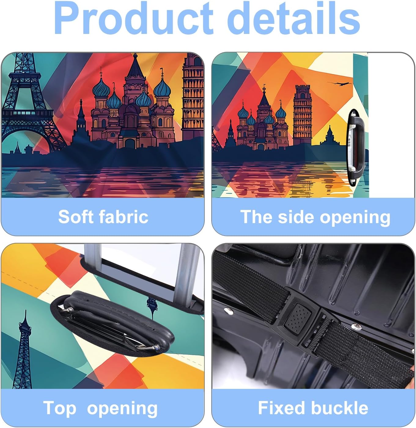 Luggage Cover Washable Suitcase Protector Anti-Scratch,Stretchable Fit for 20-34Inch Luggage Durable Travel Bag Cover with Zipper Closure (Travel-1, XL(fits 32-34Inch suitcase))