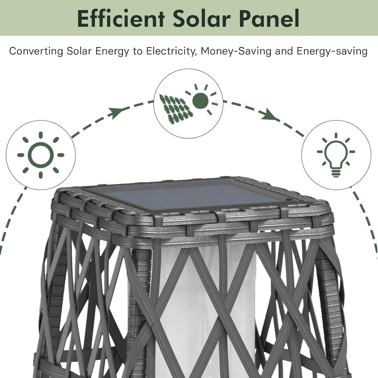 Grand patio Solar Outdoor Floor Lamp Wicker Lantern Decoration Light for Deck Garden Lawn Porch-Medium Cindy, Silver Gray