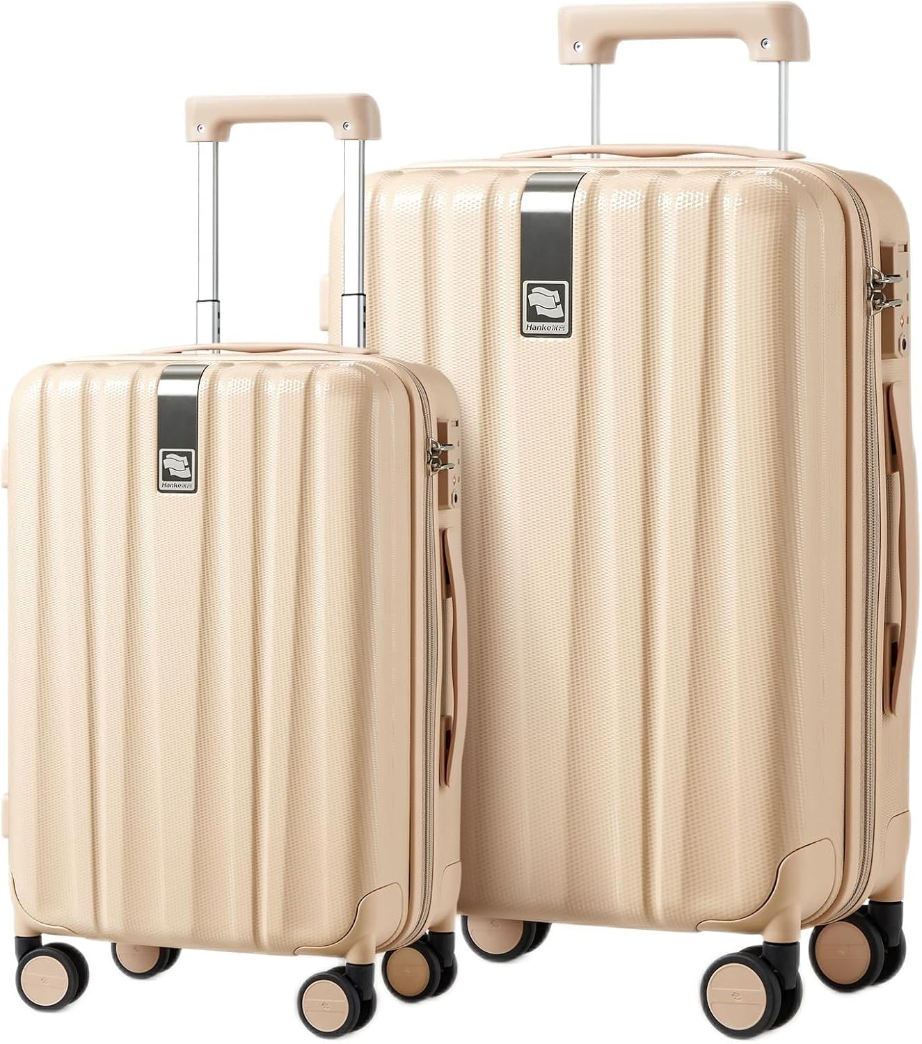 Hanke 20/29 Inch Carry On Luggage Sets 2 Piece Hard Shell Suitcases with Spinner Wheels Extra Large Travel Luggage Rolling Suitcase for Travel Nestable Storage（Cuba Sand）