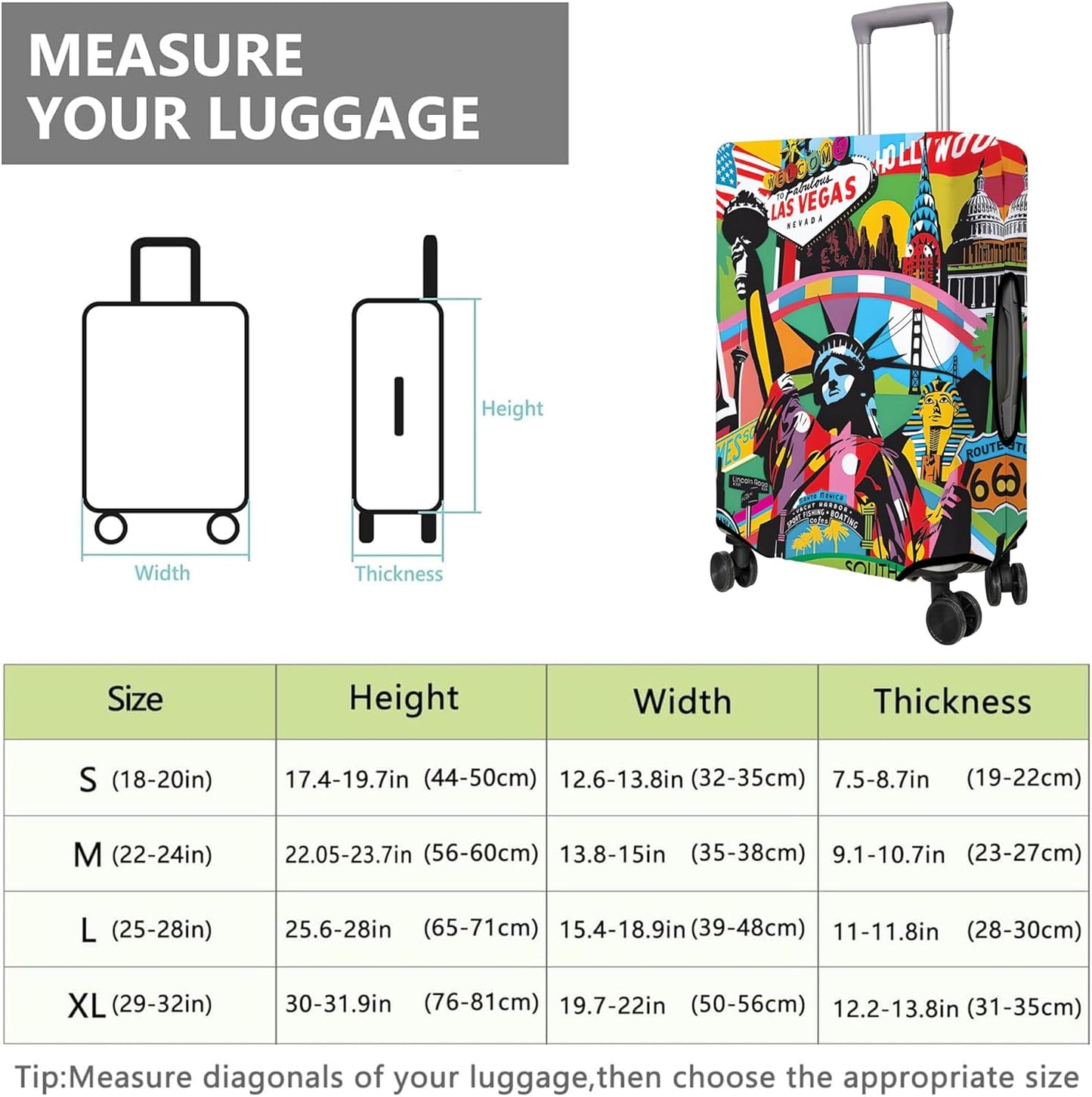 Travel Luggage Cover Suitcase Protector Fits 18-32 Inch Wheel Covers PatternedTravel Related Items Flower Luggage Protector Elastic M