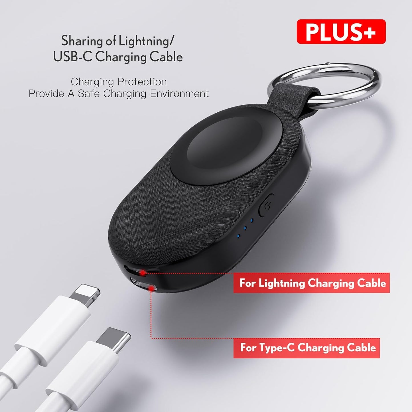 PZOZ Portable Apple Watch Wireless Travel Charger, 1200mAh Power Bank iWatch Fast Charging with Car Keychain, Adapter Compatible with Series Ultra 10 9 8 7 6 5 4 3 2 SE (Black)