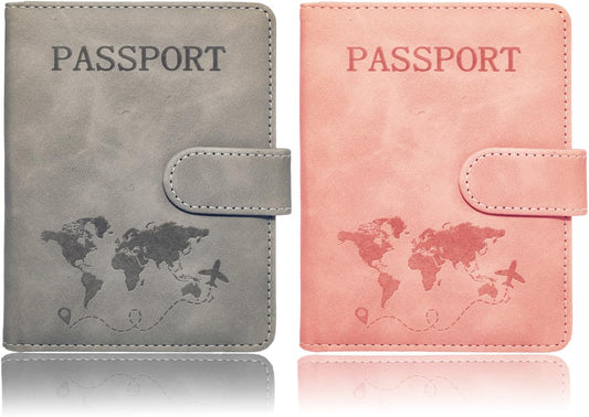Passport Holder for Travel Essentials, 2 Pack Rfid Passport Cover for Women Men