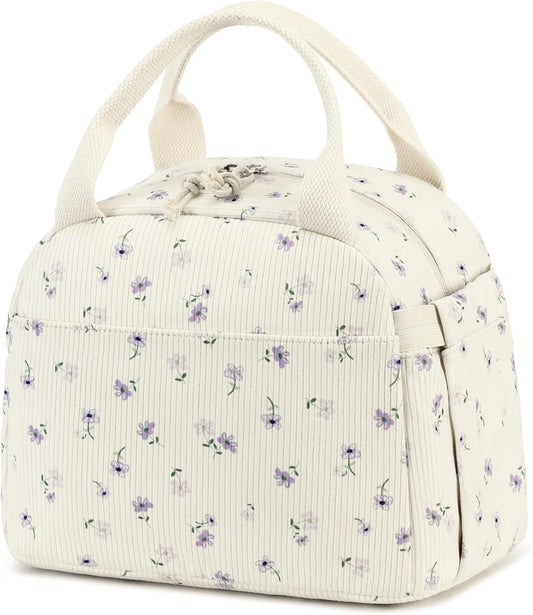 Bluboon Lunch Bag for Women Men Cute Corduroy Lunch Tote Bags Reusable Insulated Lunch Box Large Capacity Reusable Insulated Cooler for Work Picnic or Travel