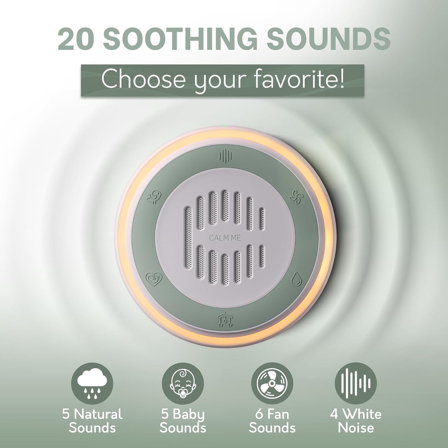 Wall Plug in White Noise Sound Machine for Office Privacy & Noise Canceling, White Noise Machine for Sleeping Adults & Baby, Therapy Noise Blocker with 20 Soothing Sounds & Nightlight by Calm Me.